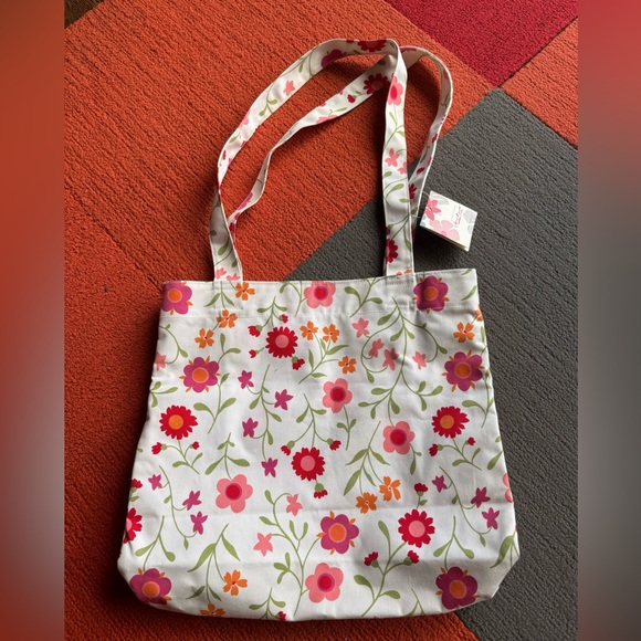 Pink and Cream Floral Tote Bag with Sturdy Design - Picture 1 of 5